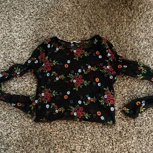 Urban Outfitters Black Floral Blouse
